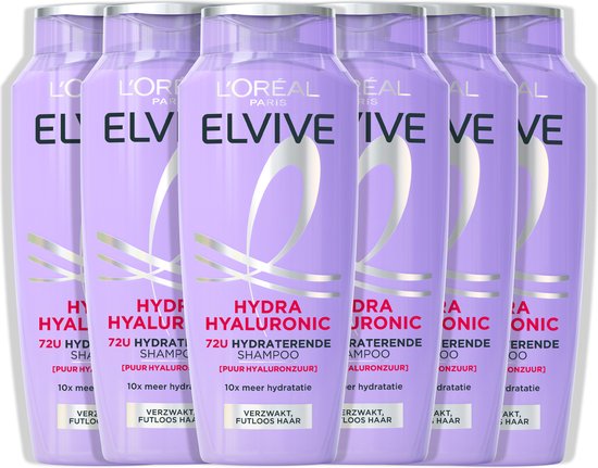 L'Oréal Paris Elvive Hydra Hyaluronic - Shampooing Shampooing hydratant à l'acide hyaluronique 250 ml - Pack économique 6 pièces