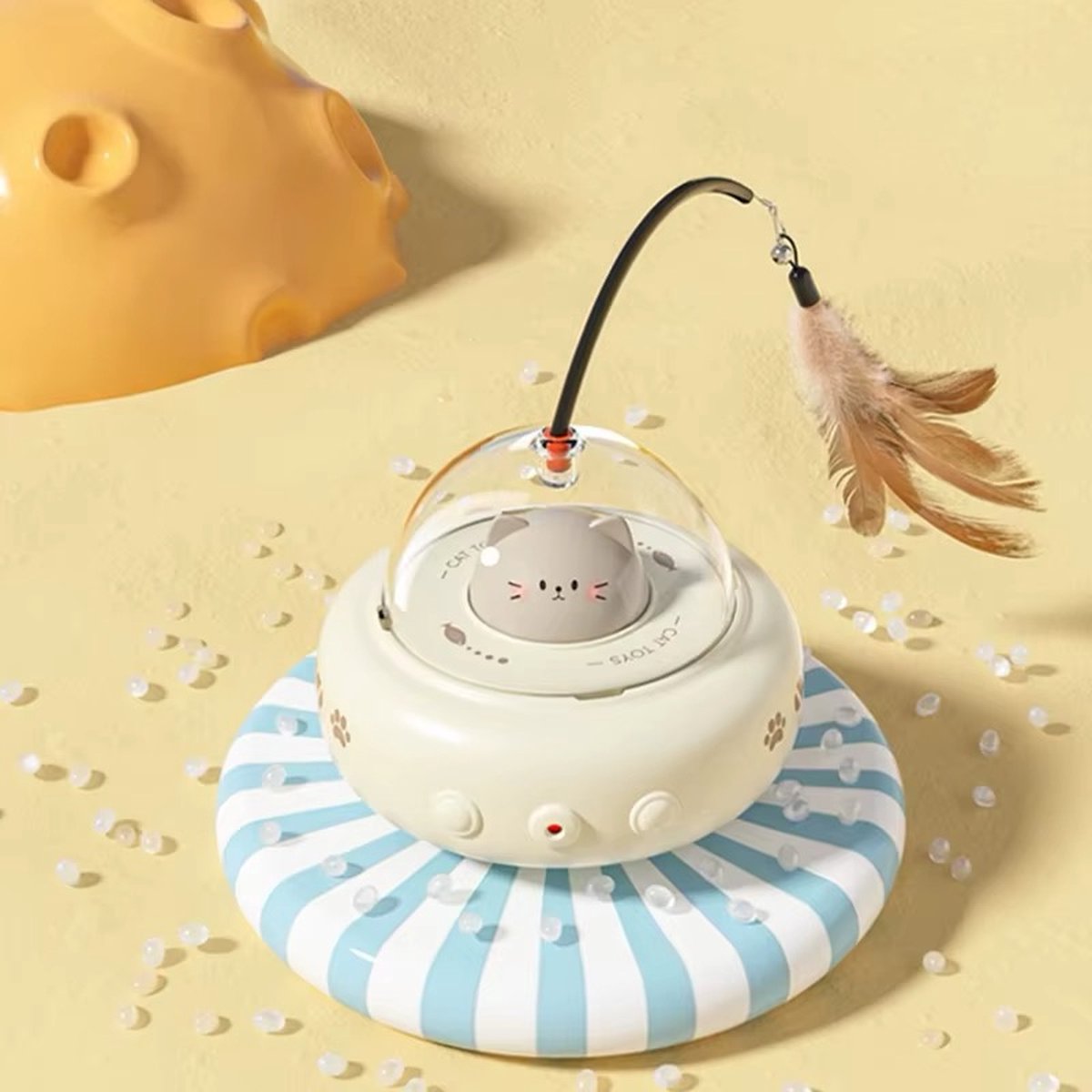 DreamSnoot® Interactief Kattenspeelgoed - Kattenspeeltjes - USB Oplaadbaar Met Obstakelvermijding & Veertjes - Speelgoed Voor Katten