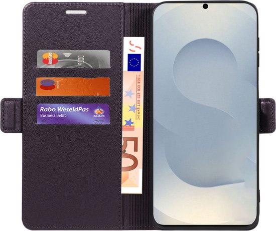 Convient pour Samsung Galaxy S25 Plus - Étui à rabat - Fermeture magnétique - Portefeuille Violet