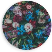 Saammp Muurcirkel Hout - boeket - Kleurrijke Bloemen - Abstract - Ø 80 - Wandcirkel - Wanddecoratie Cirkel - Muurdecoratie Woonkamer - Kantoor Decoratie