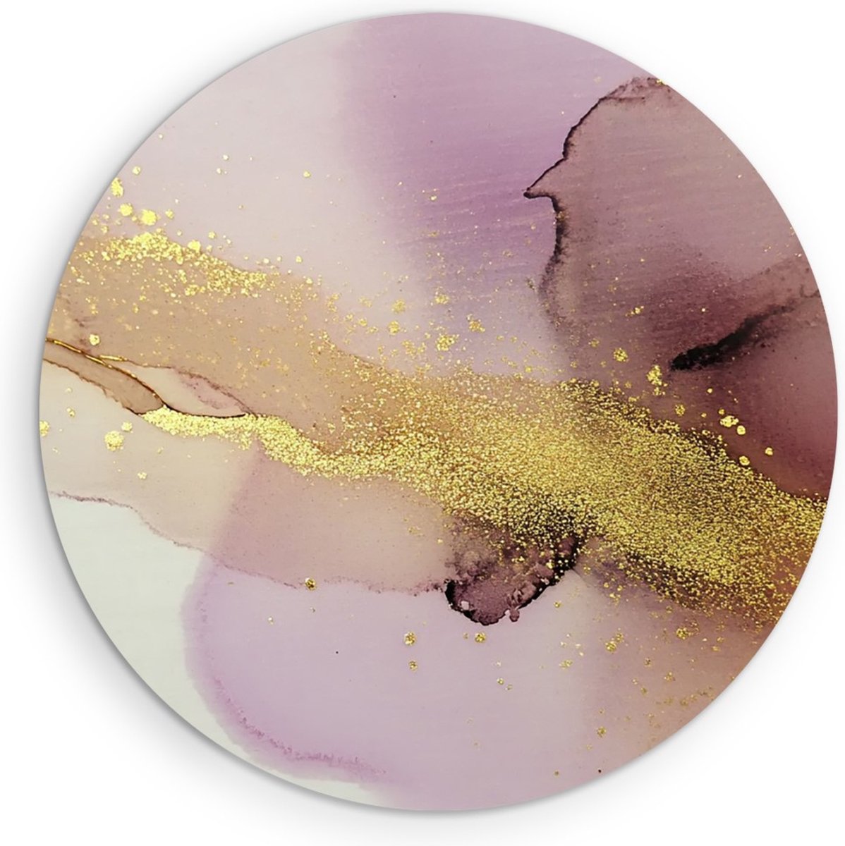 Saammp Forex Muurcirkel - Marmer - Roze - Abstract kunstwerk - Ø 30 - Wandcirkel - Wanddecoratie Cirkel - Muurdecoratie Woonkamer - Slaapkamer decoratie - Rond Schilderij