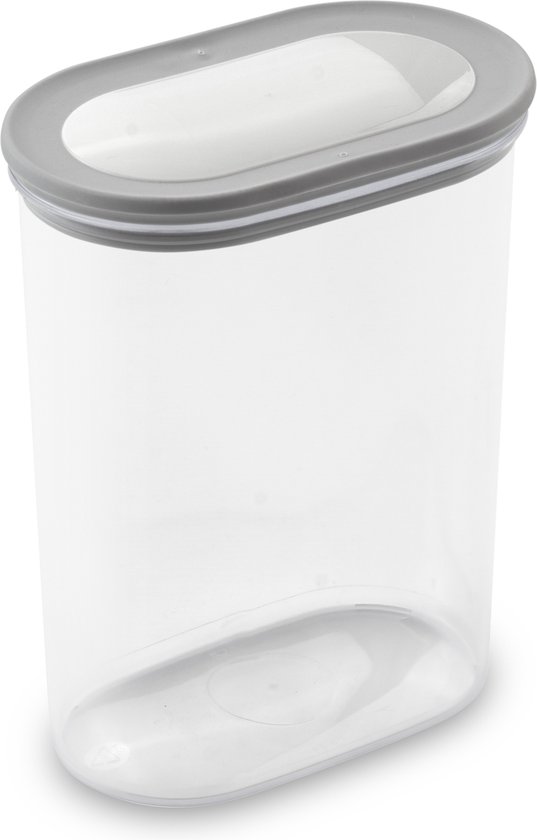 Curver Dry Grand Chef – Bocal de conservation empilable avec couvercle – 1600 ml – Transparent/ Grijs