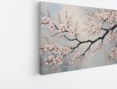 Saammp Canvas Schilderij - Roze Bloesem aan tak - Abstract - 70x50 - Foto op canvas - Wanddecoratie - Muurdecoratie Woonkamer - Kantoor Decoratie