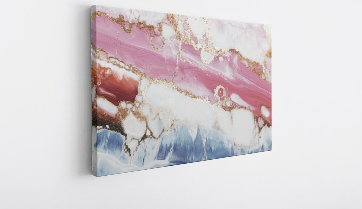 Saammp Canvas Schilderij - Gekleurd marmer - Abstract kunstwerk - 150x100 - Foto op canvas - Wanddecoratie - Muurdecoratie Woonkamer - Slaapkamer decoratie - Canvas Print Multicolor