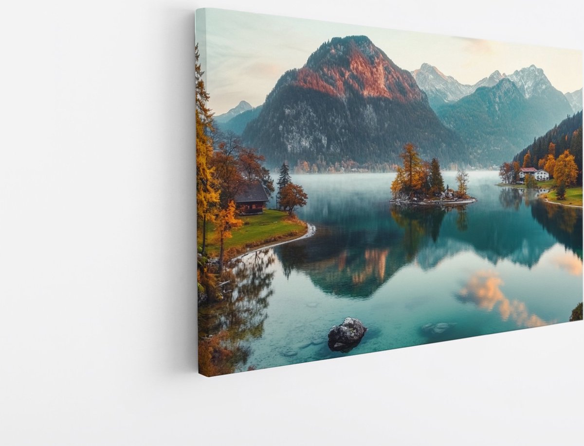 Saammp Canvas Schilderij - Natuur - Bergachtig landschap - 60x40 - Foto op canvas - Wanddecoratie - Muurdecoratie Woonkamer - Slaapkamer decoratie - Canvas Print Multicolor