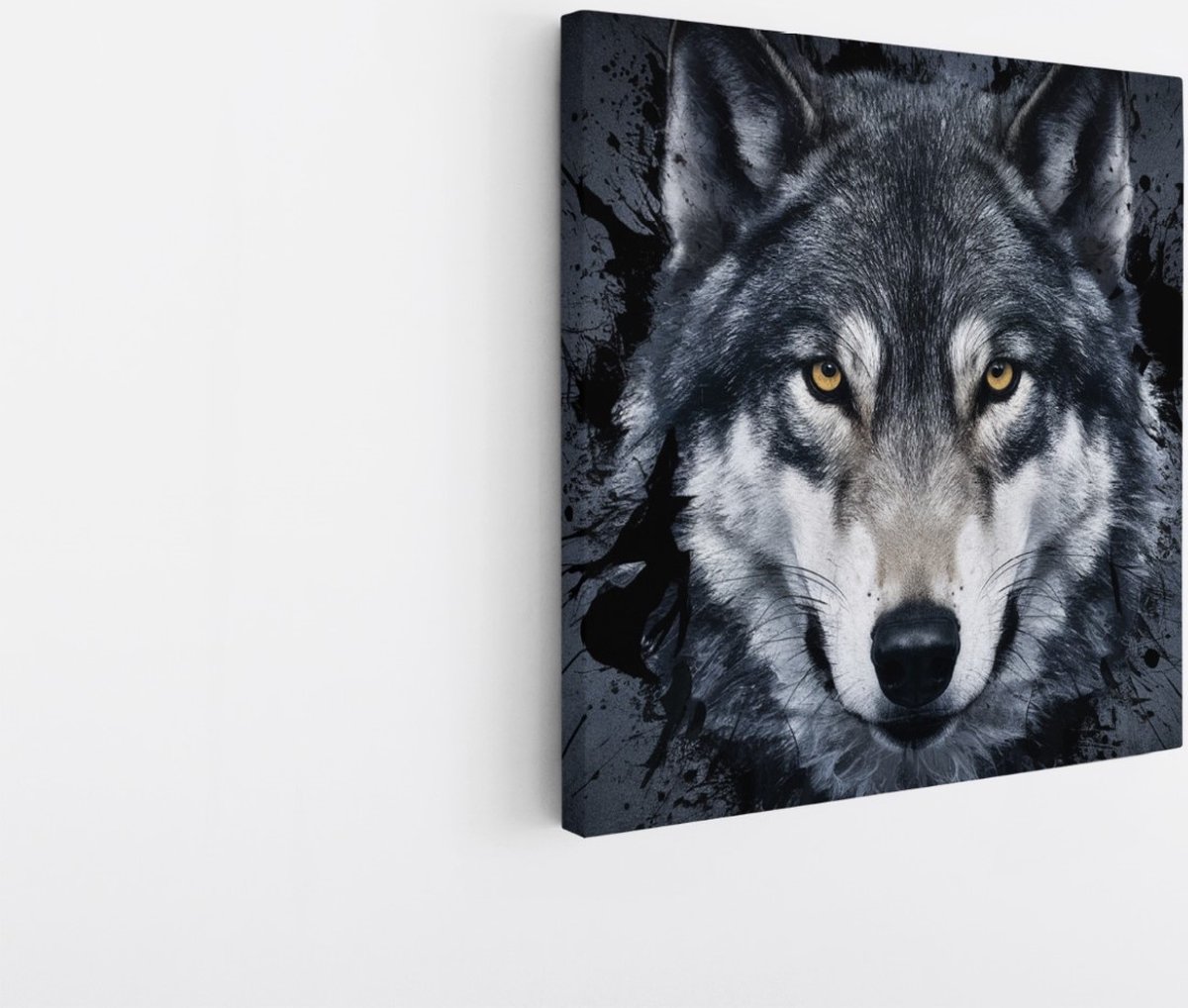 Saammp Canvas Schilderij - Wolf - Abstract - Dieren - Natuur - 20x20 - Foto op canvas - Wanddecoratie - muurdecoratie Woonkamer - Slaapkamer decoratie - Canvas Print Multicolor