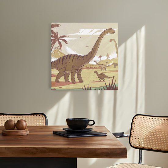 Tableau sur toile Saammp - Dinosaures mignons - Chambre d'enfant - 20x20 - Photo sur toile - Décoration murale - Décoration murale Salon - Décoration chambre - Impression sur toile