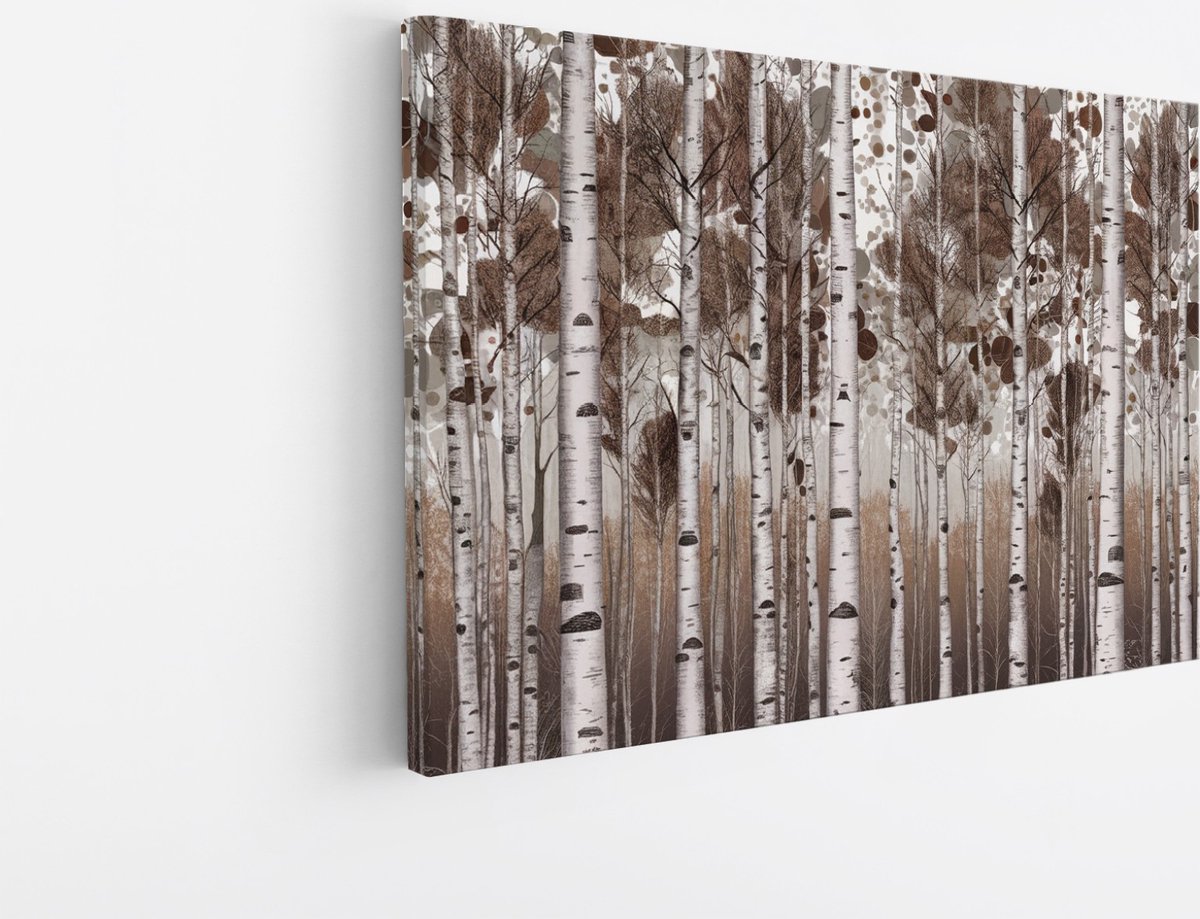 Saammp Canvas Schilderij - Abstracte Bomen - Bruin - Landschap - Natuur - 100x75 - Foto op canvas - Wanddecoratie - Muurdecoratie Woonkamer - Slaapkamer decoratie - Canvas Print Multicolor