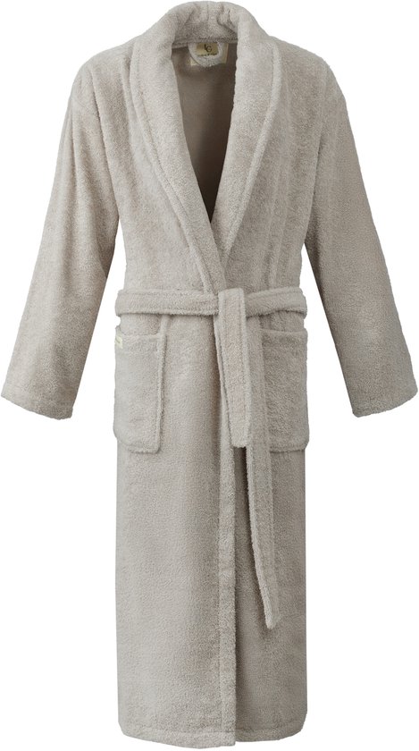 L&G - Unisex Badjas - 100% Katoen Badjas - XL - Beige - Katoen badstof - Ochtendjas -Sjaalkraag - Badjas dames katoen - Badjas dames en heren - Maat XL