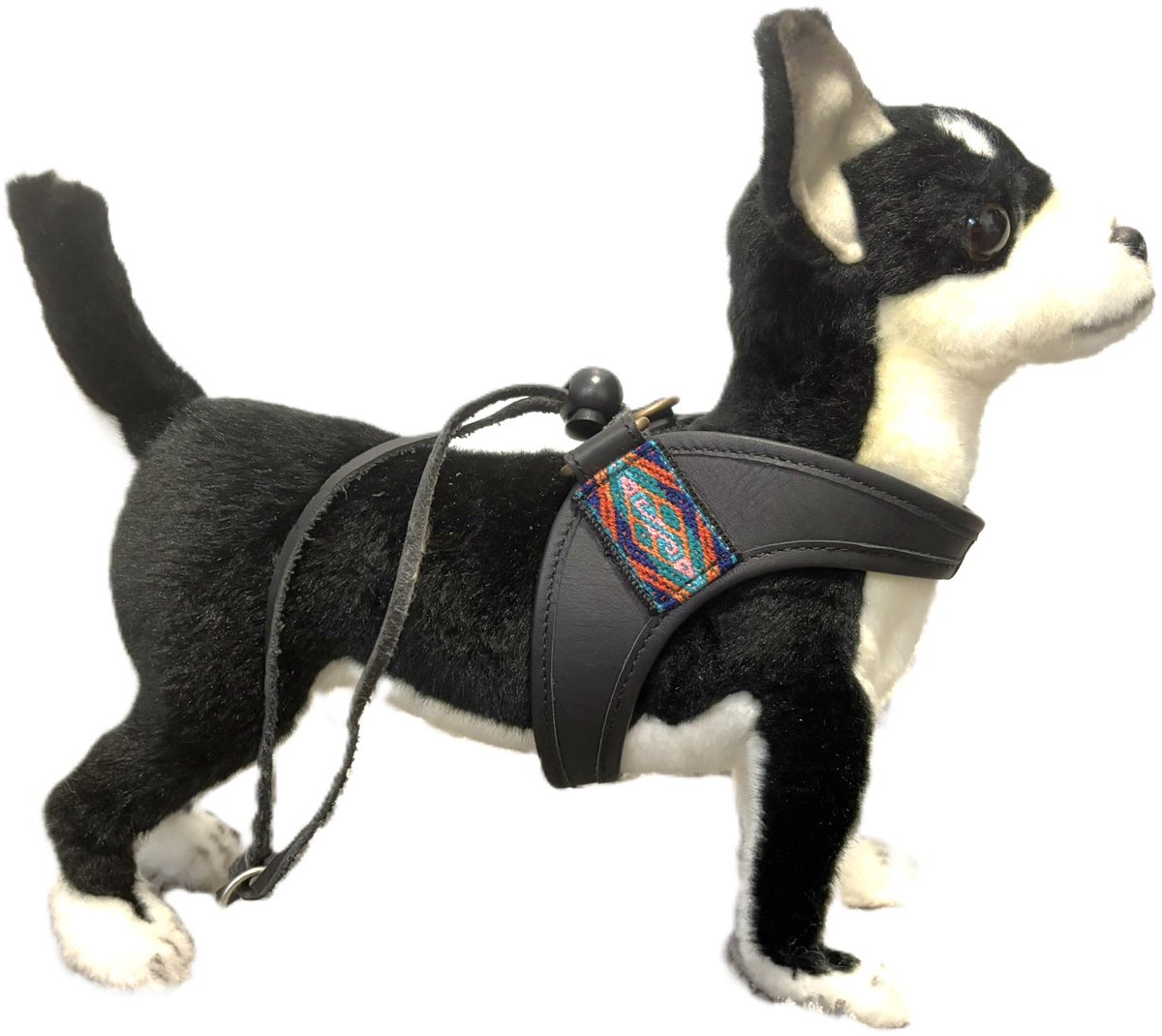 Dogs Love Munay hondentuigje chihuahua - hondenharnas - leer - instaptuigje - zwart - Achuar - XS