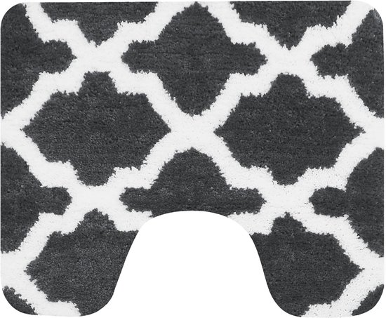 Dutch House Toiletmat Toulon - WC Mat 60x50 cm - Grijs - Antislip - Toiletmat met uitsparing - Badkamer Mat - WC Mat - Snel Absorberend - Snel Drogende Toiletmat