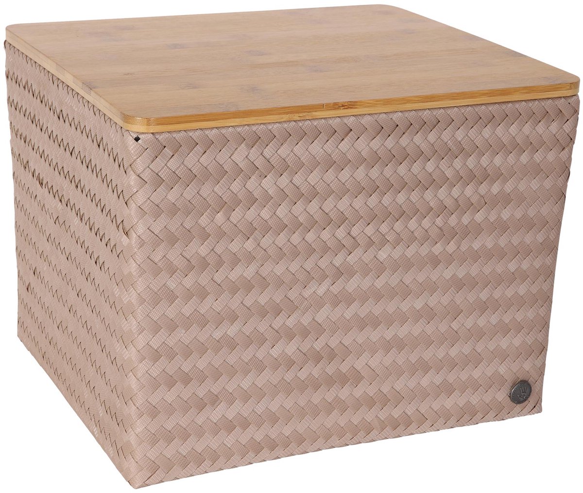 Handed By - Opbergmand met deksel - Mand - Speelgoedmand - Woonkamer - Kinderkamer - Babykamer - Top Fit Large 30 - bruin - caffè latte
