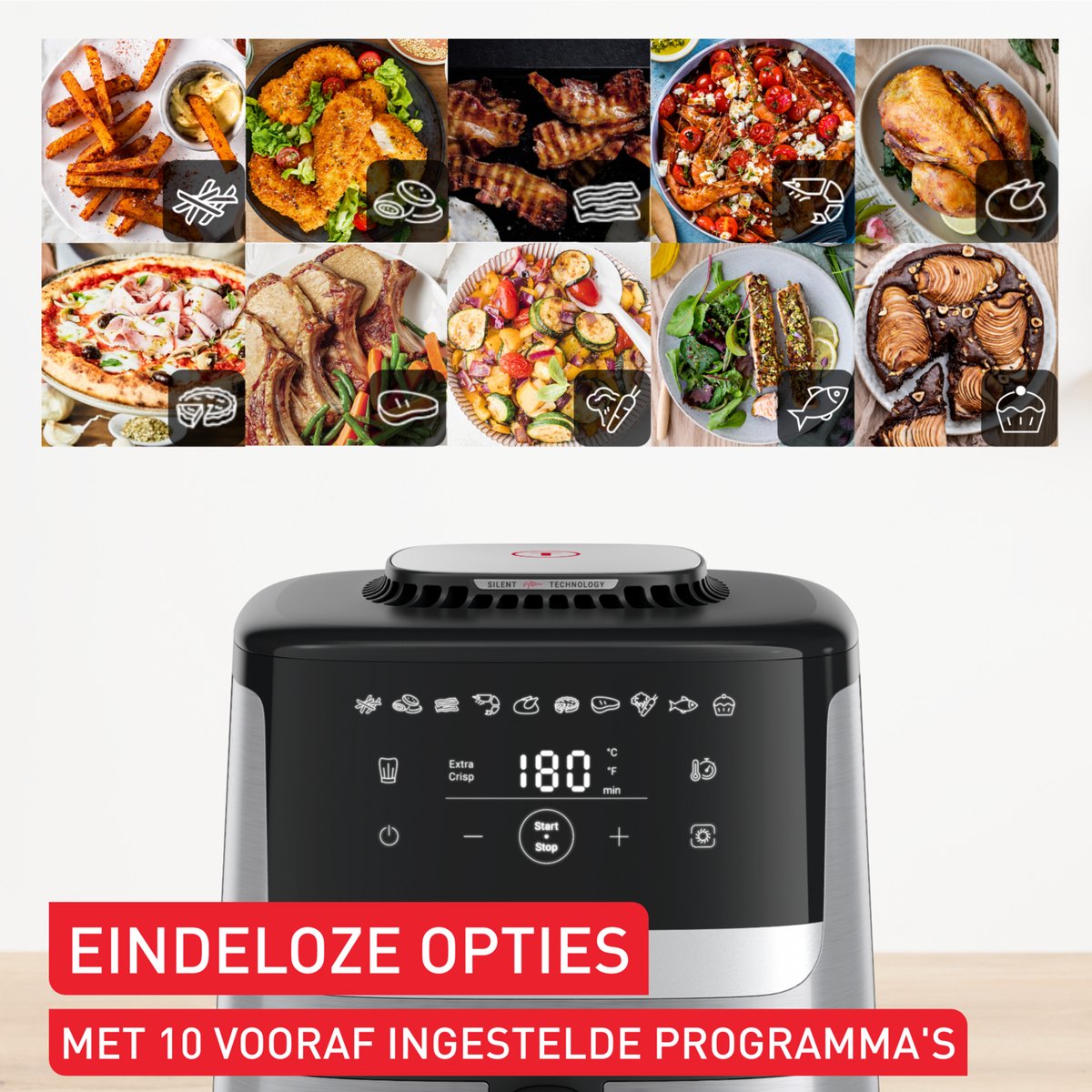 Tefal Easy Fry Silence Deluxe EY552D - Stille Airfryer - 5L - XL Formaat - Stil - Voor 6 Personen — afbeelding 4