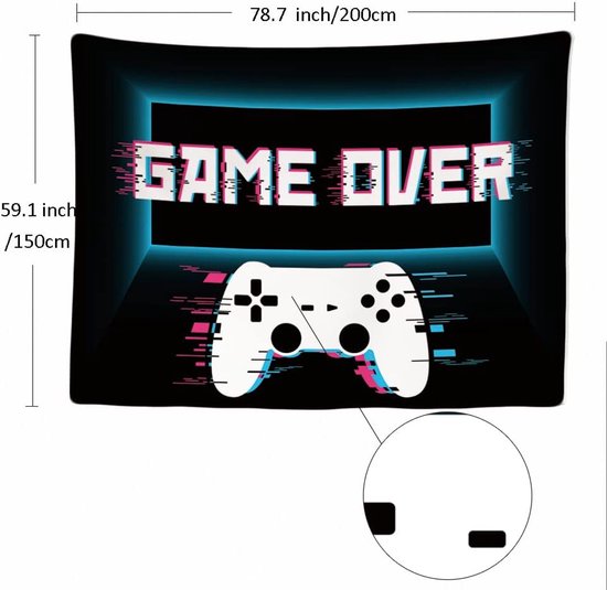 Ulticool - Game Over Controller Monitor Chambre d'enfants - Tapisserie - 200x150 cm - Groot tapisserie - Affiche