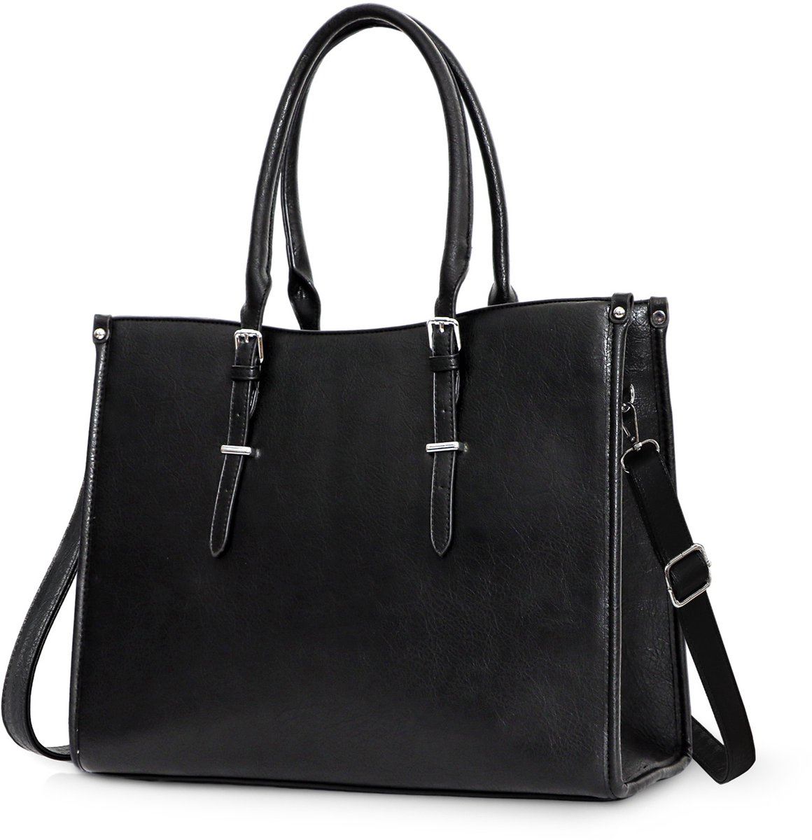 TAN.TOMI Dames Handtassen, Handtasche Dames Tas Shopper met rits - 15.6 inch Laptoptas - Handtas - Schooltas - Zwart
