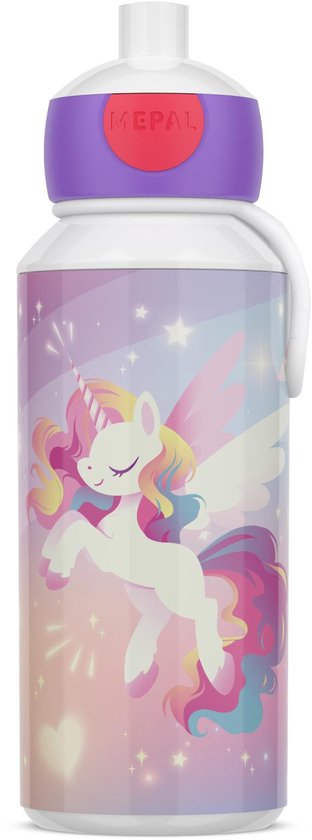 Gourde pop-up Mepal Campus - 400 ml - Fermeture hermétique - Gobelet pour enfant - Unicorn Glow