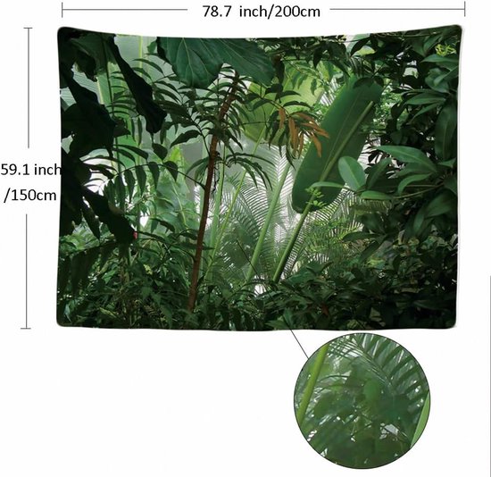 Ulticool Wandkleed 200x150 cm - Planten Jungle Safari Natuur - voor Binnen - Wandtapijt Wanddoek Stof Poster Decoratie Woonkamer Slaapkamer - Aesthetic Room