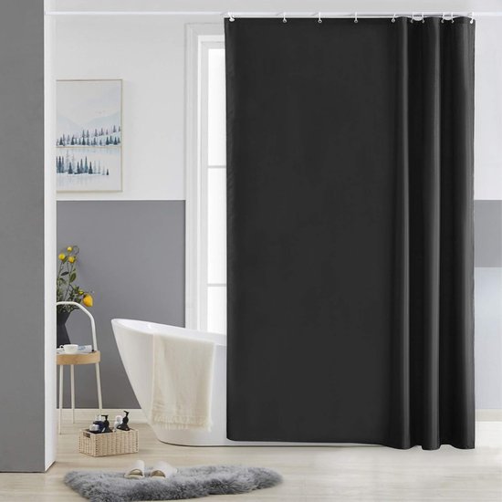 Furlinic Douchegordijn Anti Schimmel Polyester Stof Waterdicht Douche Gordijnen Wasbaar Textiel voor Badkuip of De Badkamer 12 Douchegordijnhaken Turkoois Extra lang 200x240cm