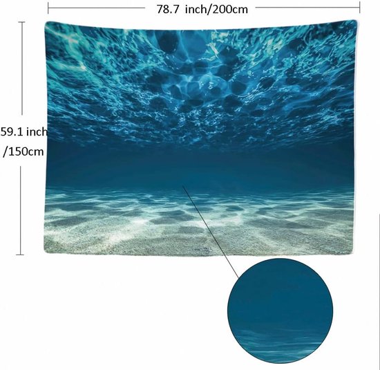 Ulticool Wandkleed 200x150 cm - Zee Natuur Stilte Aquarium - voor Binnen - Wandtapijt Wanddoek Stof Poster Backdrop Frame Decoratie Woonkamer Slaapkamer Kamer Babykameraankleding Aesthetic Room Decor - Vrouw Mannen Tiener Meisje Jongen