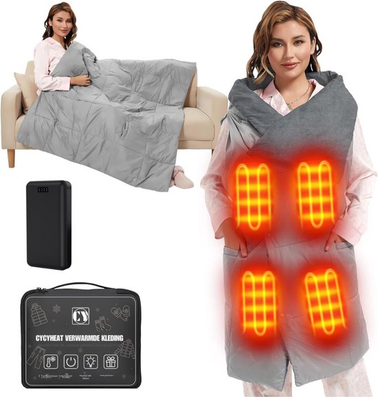 Verwarmbare hoodie voor heren en dames met 27000 mAh accu, 11