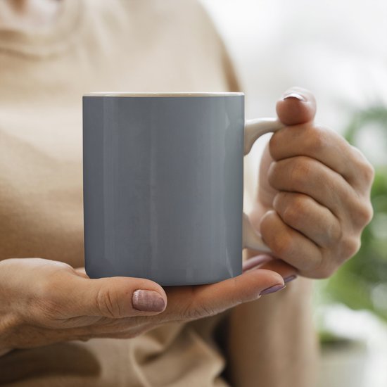 Tasse en Céramique 350 ml - Argent - Métal - Cuillère - Mug pour Thé ou Café