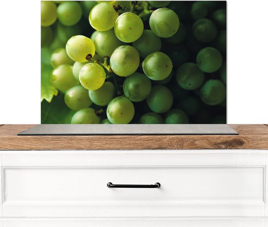 Crédence de Cuisinière en Aluminium 70x50 cm - Raisins - Grappe - Vert - Écran Pare-éclaboussures pour Plaque de Cuisson - Protection Murale