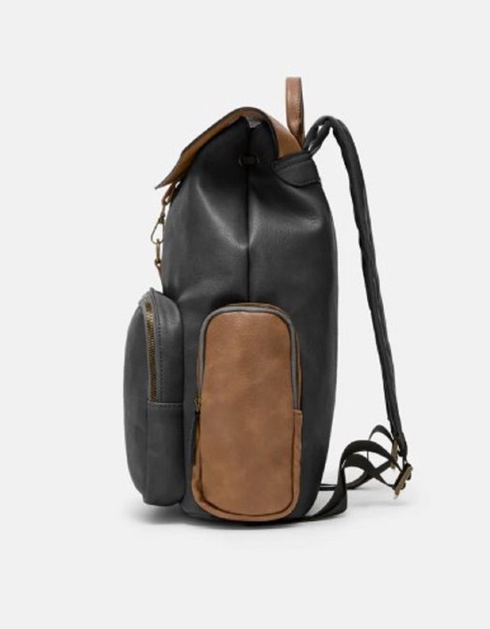 Sac à dos - Herling - Bennett - Unisexe - Style Vintage - Grijs anthracite / Marron Café - Cuir PU de haute qualité