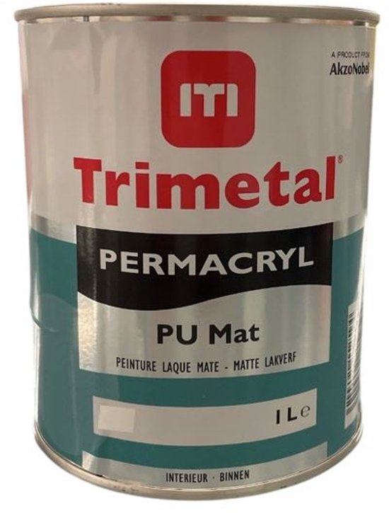 Trimetal Permacryl PU Matt - Peinture de finition anti-rayures à base d'eau de haute qualité pour l'intérieur - Couleur RAL 9016 Blanc signalisation - 1 L