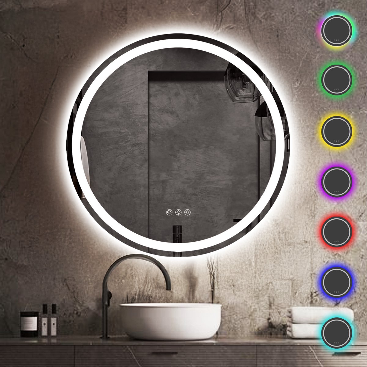 Lumoire® Spiegel Met Verlichting - 80CM Rond - Badkamerspiegel - Badkamer Spiegel