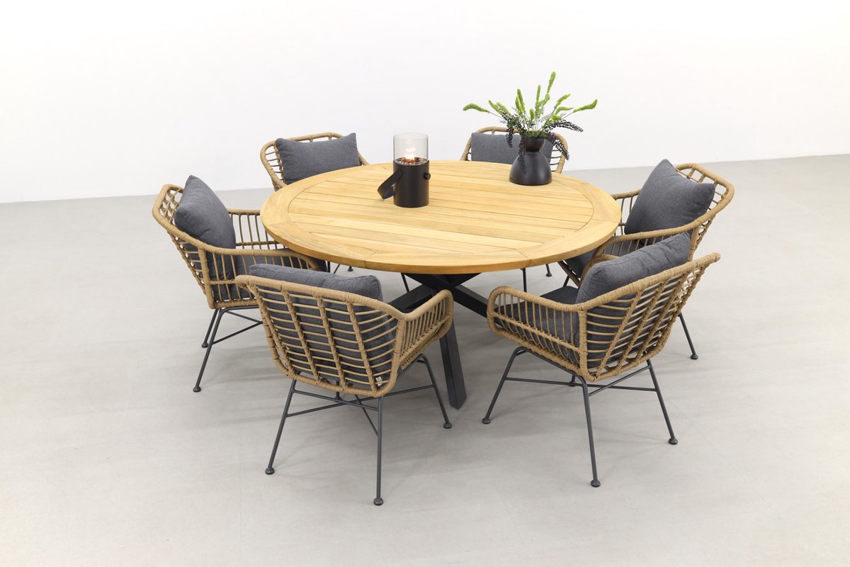 Garden Impressions margriet naturel/Taste Prado 160 cm. - Ronde tuinset