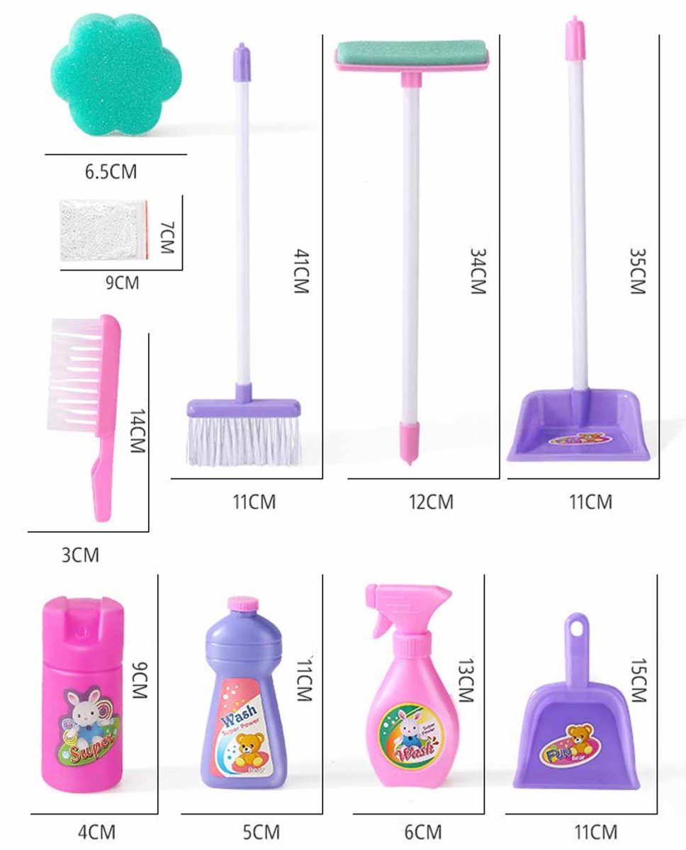 XL Schoonmaakset Kinderen - Montessori Speelgoed Stofzuiger en Schoonmaaktrolley - Schoonmaakset Speelgoed voor Kinderen - Speelgoed Stofzuiger en Accessoires - 3 tot 6 Jaar - 11 Delig — afbeelding 7