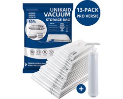 UNIKAID Vacuumzakken Kleding & Dekbedden - 14 Stuks / 5 Maten - Vacuum Opbergzakken Incl. Handpomp