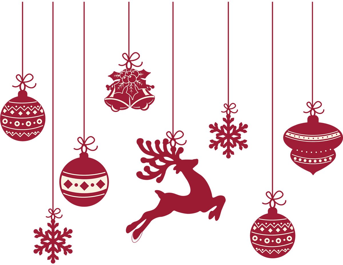 Kerststickers met herten en kerstballen - Kerststickers - feestversiering - 40x50cm