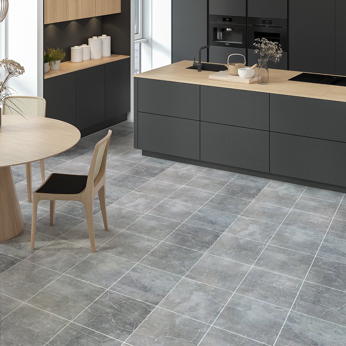 Antislip vloerstickers met beschermende coating - RIDOTTO gepolijste betonplaat - 90x90cm