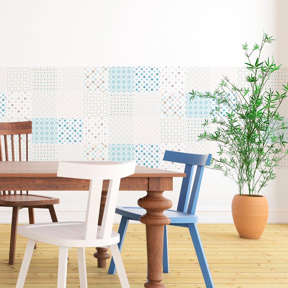 Ambiance Sticker Zelfklevende tegelmuurstickers voor keuken en badkamer - 9 Scandinavische tegelstickers van Nikita - 9 stickers 10x10cm Multi color