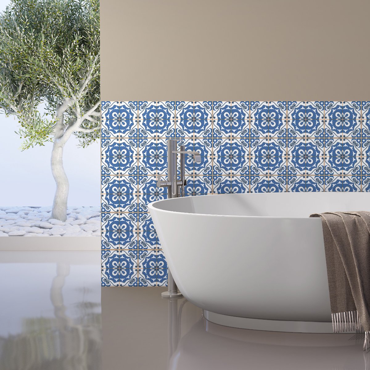 Ambiance Sticker Zelfklevende tegelmuurstickers voor keuken en badkamer - 30 IMELDA Azulejos tegelstickers - 30 stickers 20x20cm Multi color