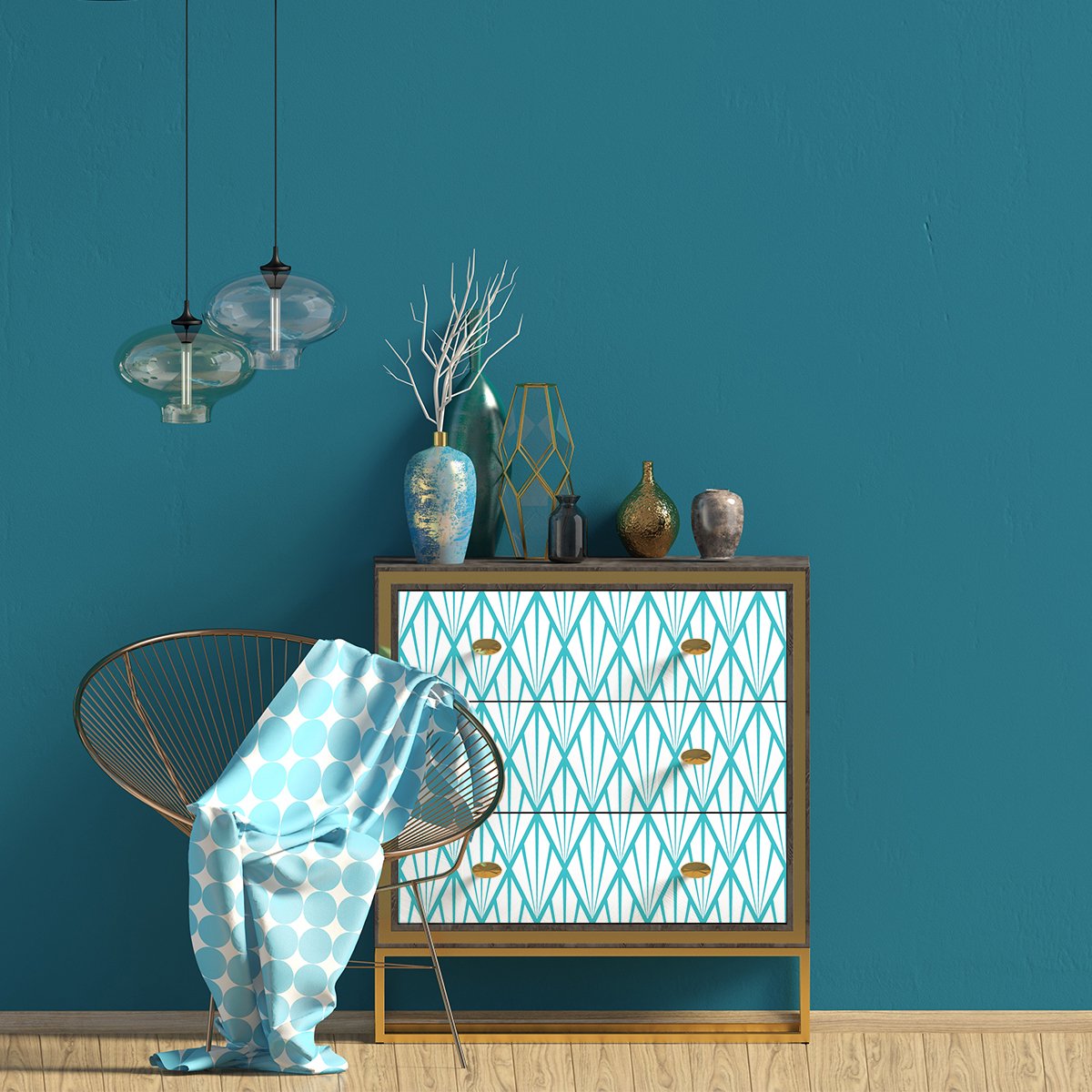 Ambiance Sticker Artur Scandinavische meubelsticker, 40 x 60 cm Multi color