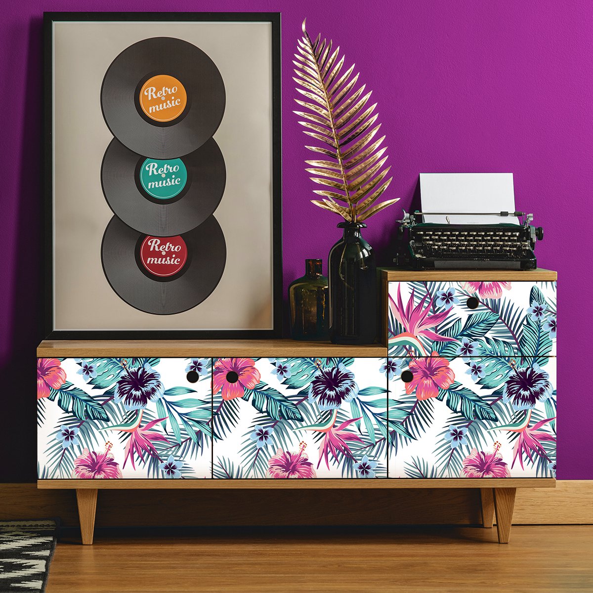 Ambiance Sticker Papeete tropische meubelsticker, 40 x 60 cm Multi color