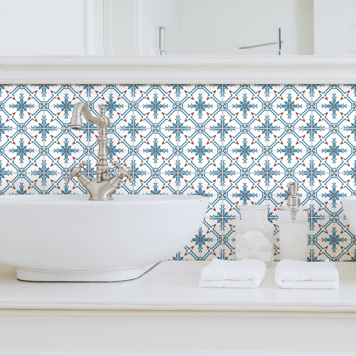 Ambiance Sticker Muurstickers - Zelfklevende tegelmuurstickers voor keuken en badkamer - 9 Aella tegelstickers - 9 stickers, 20x20cm Multi color