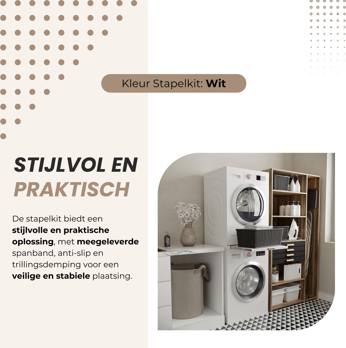 Dastium Home - Stapelkit Wasmachine en Droger - Stapelset Wasmachine en droger - Tussenstuk Wasmachine en Droger - Universeel — afbeelding 7