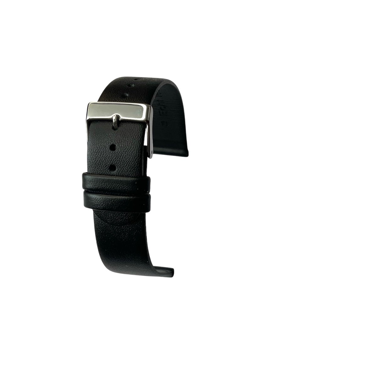 Horlogeband-horlogebandje-10mm-echt leer-zwart-recht-zacht-plat-leer-10 mm
