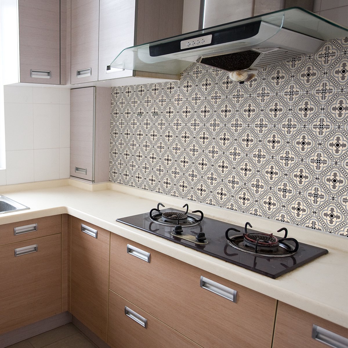Ambiance Sticker Zelfklevende tegelmuurstickers voor keuken en badkamer - 60 cementtegelstickers, Azulejos Arita-stijl - 60 stickers, 15x15 cm Multi color