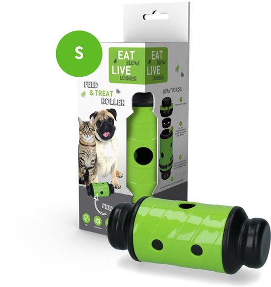 Eat Slow Live Longer Feed & Treat – Size S - Anti-schrok – Geluidloos - Slow feeder – Beloningsspeeltje – Groen