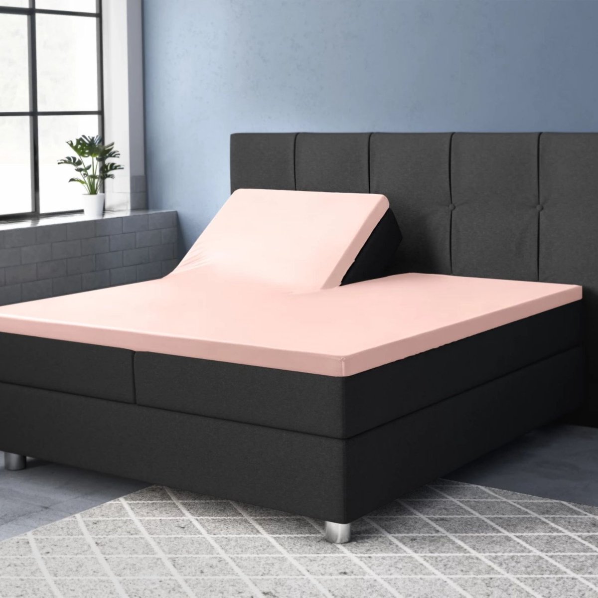 Droomtextiel Splittopper Hoeslaken Katoen Satijn - 180x220 cm Roze - Hoogwaardige Kwaliteit - Super Zacht