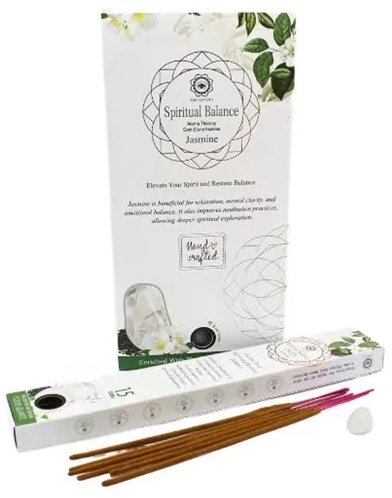 Arbre Vert - encens aux pierres précieuses - bâtonnets parfumés - équilibre spirituel - jasmin - pierre précieuse cristal de roche - boîte de 12