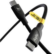 Câble de charge Aqiila USB-C vers USB-C 240W, 480Mbps, câble de chargeur rapide PD, 2 mètres, tressé, Cablebird CB12 Zwart