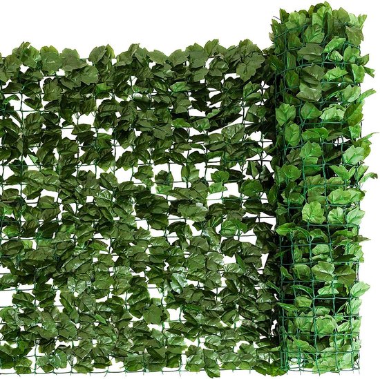 COSTWAY Lierre artificiel pour le jardin, brise-vue, aspect feuille, brise-vent, mur végétal, haie, lierre, pour haies de jardin, balcon, décoration extérieure, plante de haie, vert, 150 x 300 cm