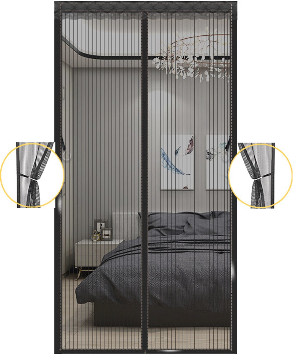 Magnetische hordeur 90x200cm, magnetische balkondeur, niet-poreus vliegengordijn, anti-muggen gaasgordijngaren - Houd insecten buiten