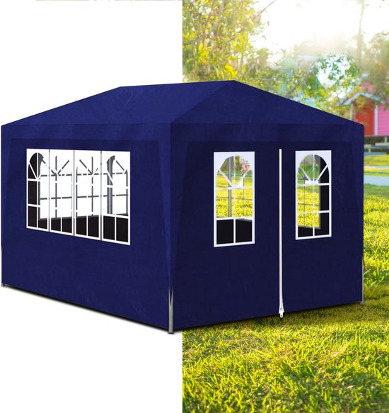 Outsunny 4 Zijwanden voor 3x4 m Paviljoen met Haken | Zijpanelen voor Tuinpaviljoen Partytent | Polyester Lichtgrijs | 352 x 205 cm