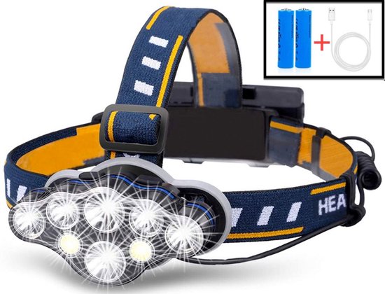 Blue Rocks® Outdoor - Militaire Hoofdlamp LED Oplaadbaar 18.000 Lumen - Rood en Wit licht - Floodlight - USB Oplaadbaar -Koplamp - Hoofdlampje - Hoofdzaklamp - Hoofdlampen - Outdoor & Indoor - Camping